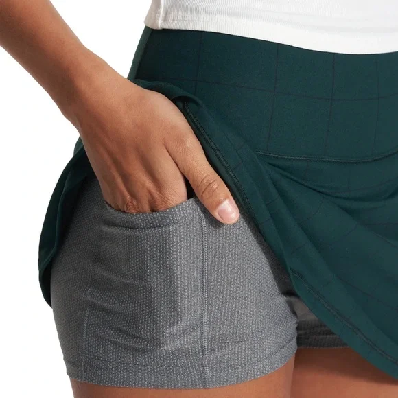 VUORI WOMEN'S VOLLEY SKIRT- Green Plaid - Picture 4 of 11